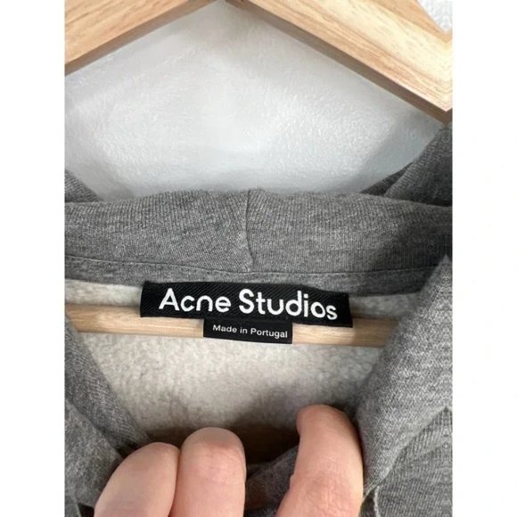 Acne Studios Ferris Face Ribbed Long Sleeve Men's Hoodie Gray Size: Large NWOT - Picture 5 of 8